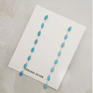 STERLING SILVER TURQUOISE LONG DANGLE EARRINGS